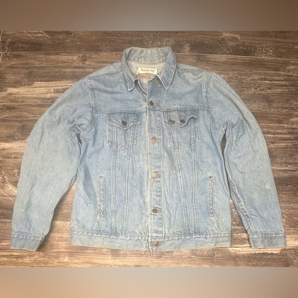 Vintage 70s Roebucks Western Wear Denim Trucker Sears Jacket Made USA GUC Large